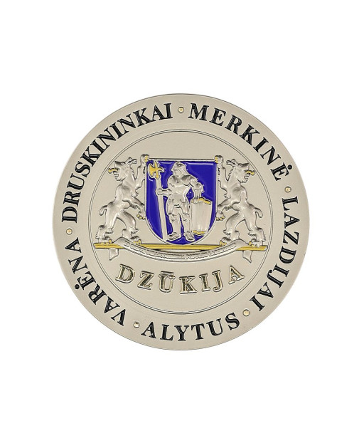 Apvalus magnetas Dzūkija su herbu ir miestais
